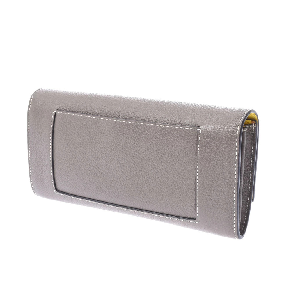 Celine Gray Leather Flap Embossed Long Wallet